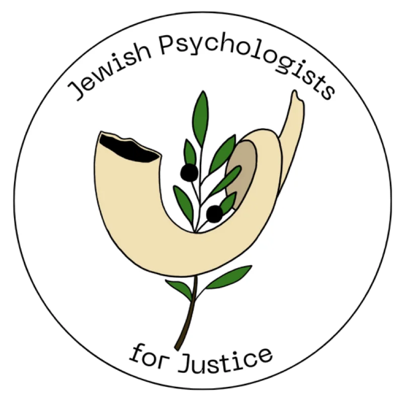 Jewish Psychologists for Justice logo — a shofar intertwined with an olive branch